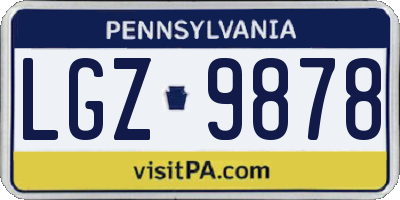 PA license plate LGZ9878