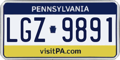 PA license plate LGZ9891