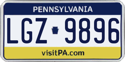 PA license plate LGZ9896