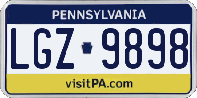 PA license plate LGZ9898