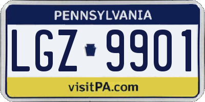 PA license plate LGZ9901