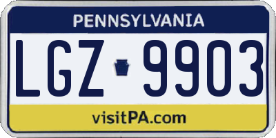 PA license plate LGZ9903