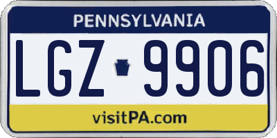 PA license plate LGZ9906