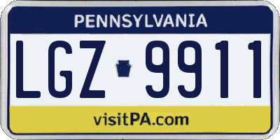 PA license plate LGZ9911