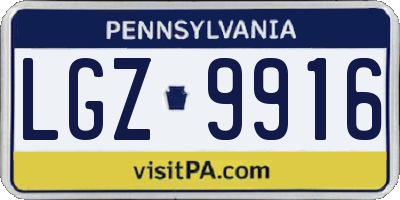 PA license plate LGZ9916