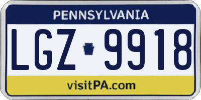 PA license plate LGZ9918