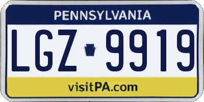 PA license plate LGZ9919