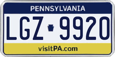 PA license plate LGZ9920