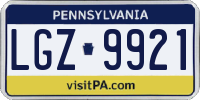 PA license plate LGZ9921