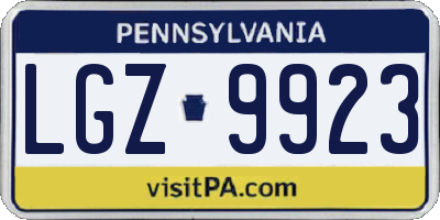 PA license plate LGZ9923