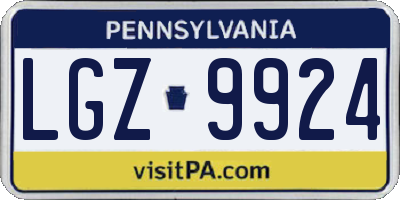 PA license plate LGZ9924
