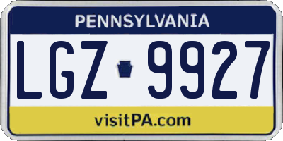 PA license plate LGZ9927