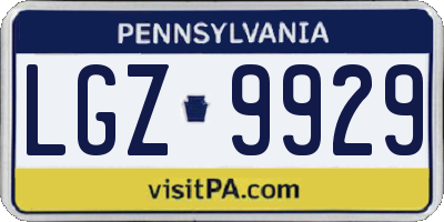 PA license plate LGZ9929