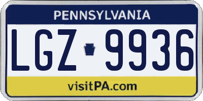 PA license plate LGZ9936