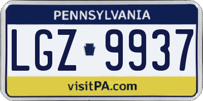PA license plate LGZ9937