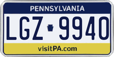 PA license plate LGZ9940