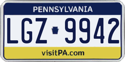 PA license plate LGZ9942