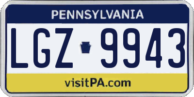 PA license plate LGZ9943