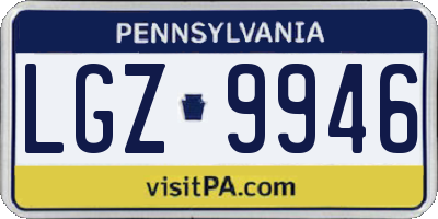 PA license plate LGZ9946