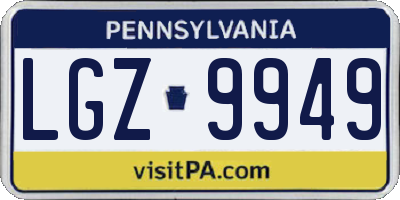 PA license plate LGZ9949