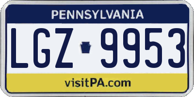PA license plate LGZ9953