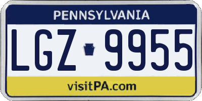 PA license plate LGZ9955