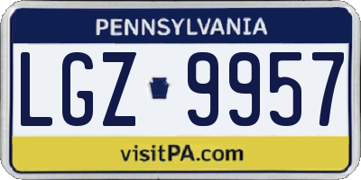 PA license plate LGZ9957