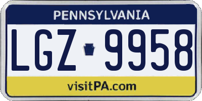 PA license plate LGZ9958