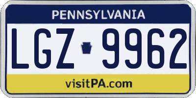 PA license plate LGZ9962