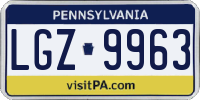 PA license plate LGZ9963