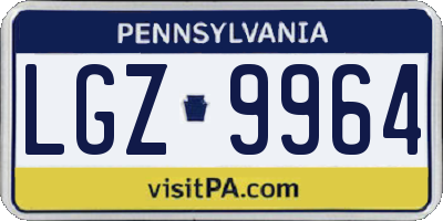 PA license plate LGZ9964