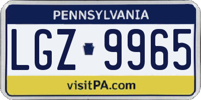 PA license plate LGZ9965