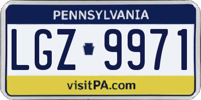 PA license plate LGZ9971
