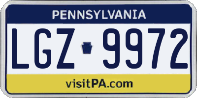 PA license plate LGZ9972