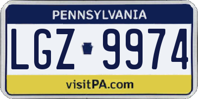 PA license plate LGZ9974