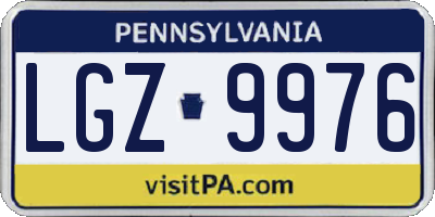 PA license plate LGZ9976