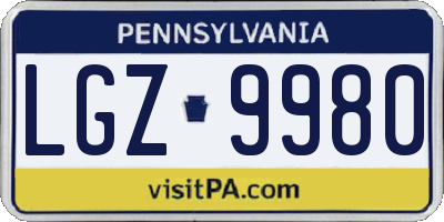 PA license plate LGZ9980