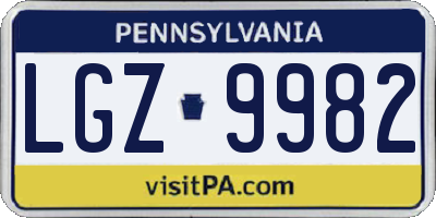 PA license plate LGZ9982