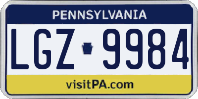 PA license plate LGZ9984