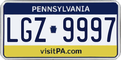 PA license plate LGZ9997