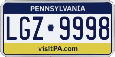 PA license plate LGZ9998