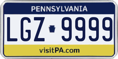 PA license plate LGZ9999