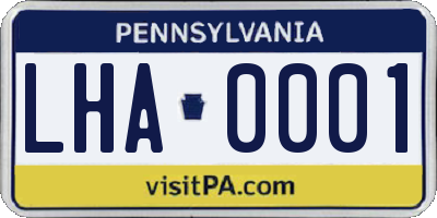 PA license plate LHA0001