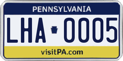 PA license plate LHA0005