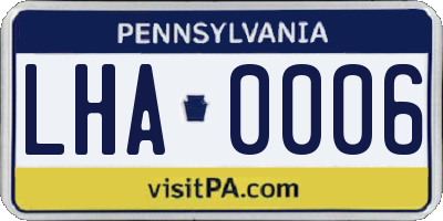 PA license plate LHA0006