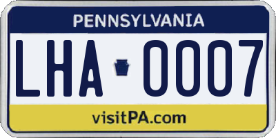 PA license plate LHA0007