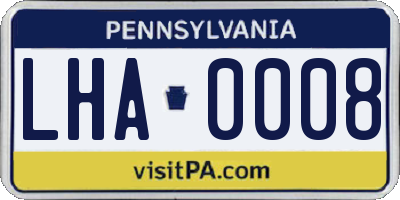 PA license plate LHA0008
