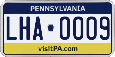 PA license plate LHA0009