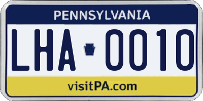 PA license plate LHA0010