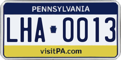 PA license plate LHA0013